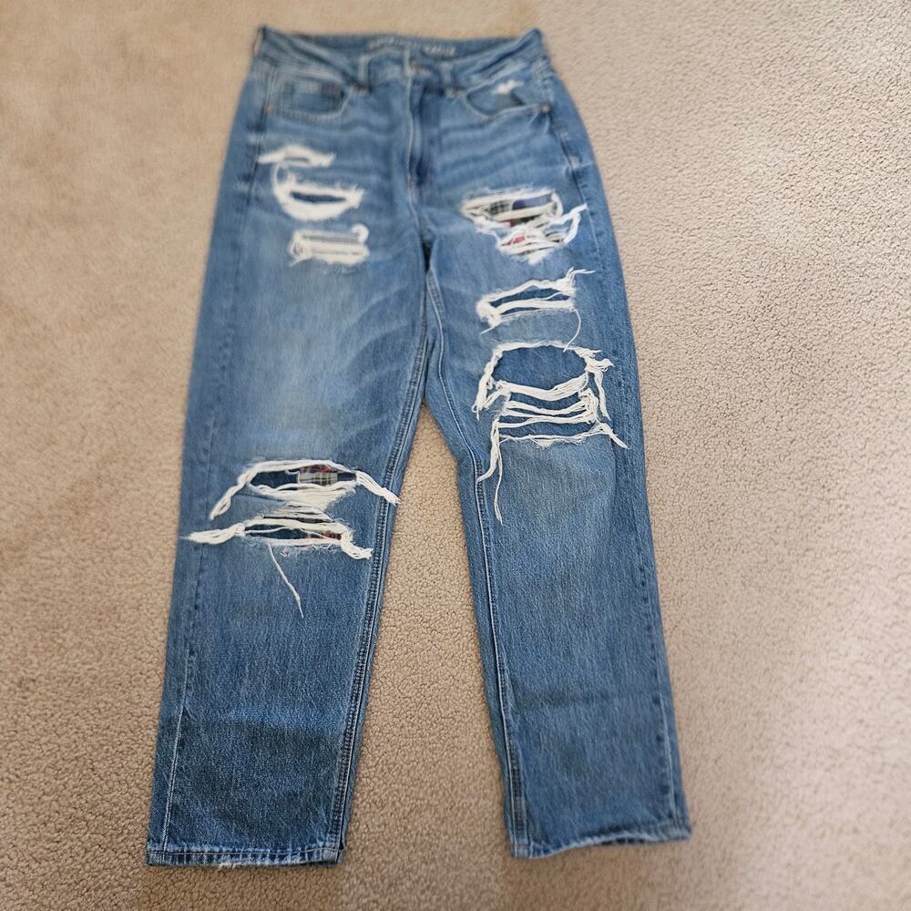 American Eagle AE Patched Mom Straight Jean w/ Comfort Stretch Waistband 10R